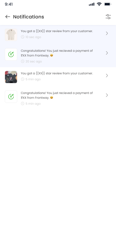 Frontway — Seller notifications